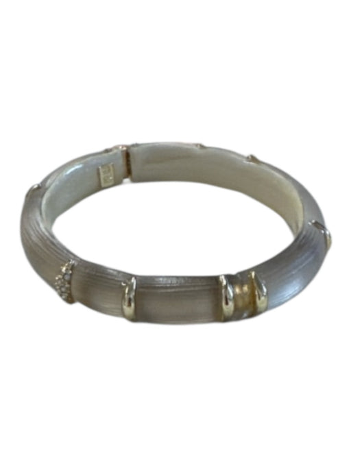 Alexis Bittar Clear & Gold Lucite Gold Plated Hinge Bangle Bracelet Clear & Gold
