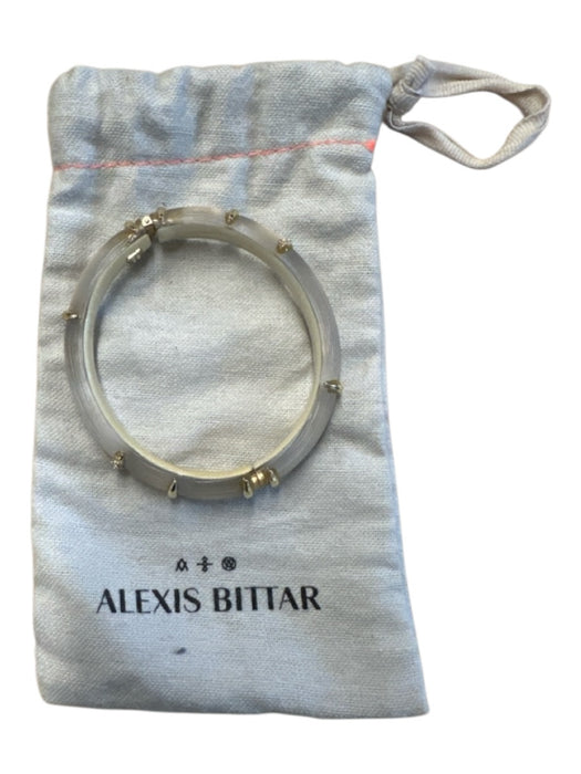 Alexis Bittar Clear & Gold Lucite Gold Plated Hinge Bangle Bracelet Clear & Gold