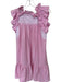 Mi Golondrina Size XS Pink & White Cotton Flutter Sleeves embroider neck Dress Pink & White / XS