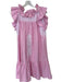 Mi Golondrina Size XS Pink & White Cotton Flutter Sleeves embroider neck Dress Pink & White / XS