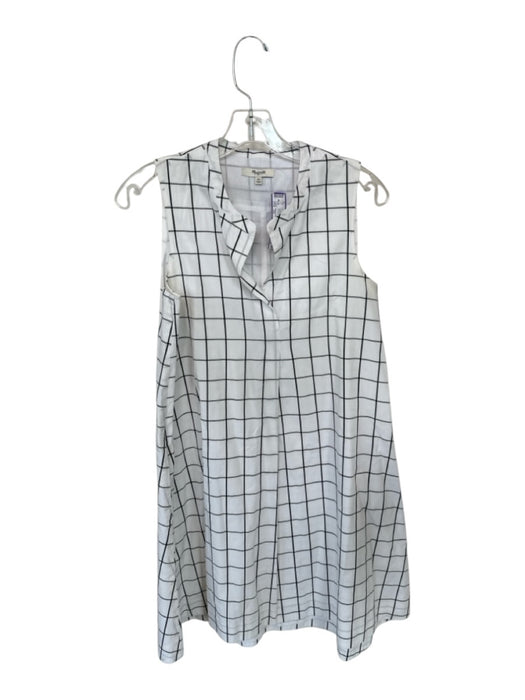 Madewell Size XS White & Gray Cotton Sleeveless Grid Dress White & Gray / XS