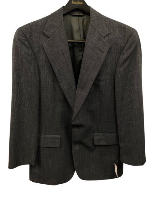 H Stockton Dark Gray Solid 2 Button Men's Suit Dark Gray / Est L