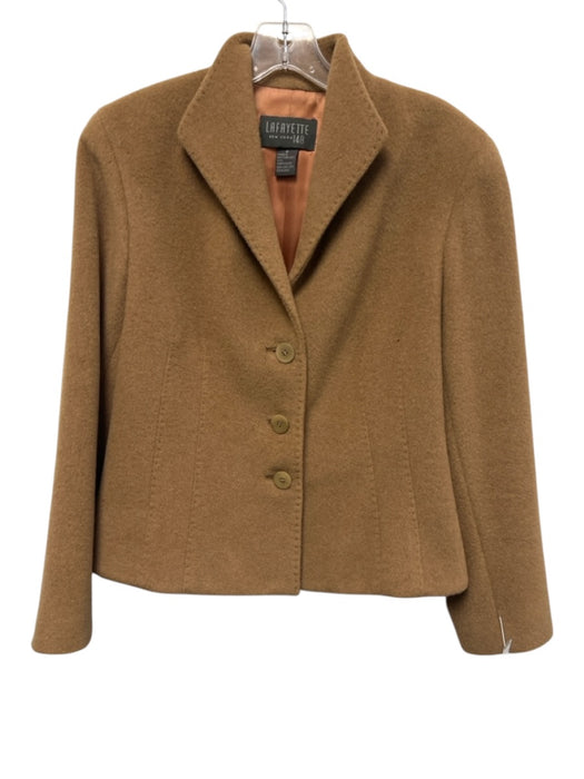 Lafayette 148 Size 8 Brown Camel Hair 3 Button Notch Collar Jacket Brown / 8