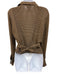 Lafayette 148 Size 8 Brown Polyester Herringbone Wrap Long Sleeve Top Brown / 8
