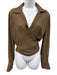 Lafayette 148 Size 8 Brown Polyester Herringbone Wrap Long Sleeve Top Brown / 8