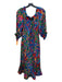 Saloni Size 10 Blue, Green & Multi Silk & Polyester Abstract Off Shoulder Dress Blue, Green & Multi / 10