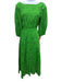 Carolina Herrera Size 6 Kelly Green Cotton Long Balloon Sleeve Eyelet Midi Dress Kelly Green / 6
