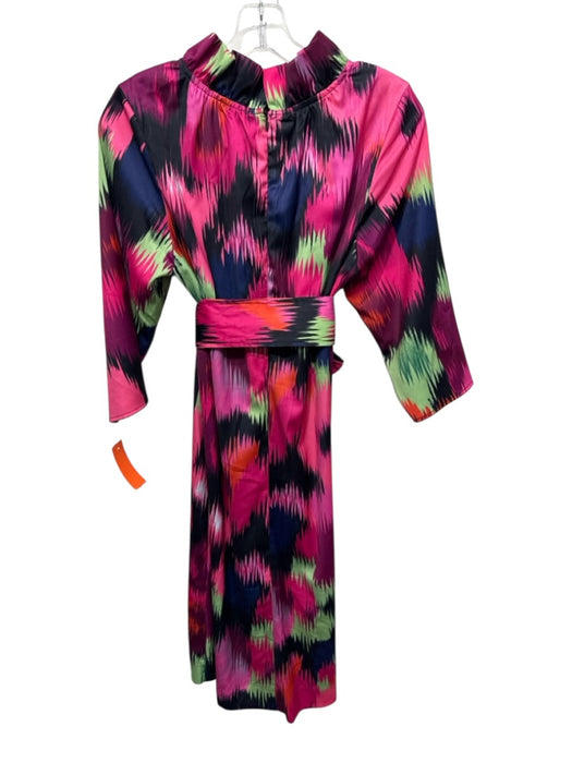 Abbey Glass Size M Pink, Black & Multi Print Polyester 3/4 Sleeve Back Zip Dress Pink, Black & Multi Print / M