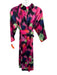 Abbey Glass Size M Pink, Black & Multi Print Polyester 3/4 Sleeve Back Zip Dress Pink, Black & Multi Print / M