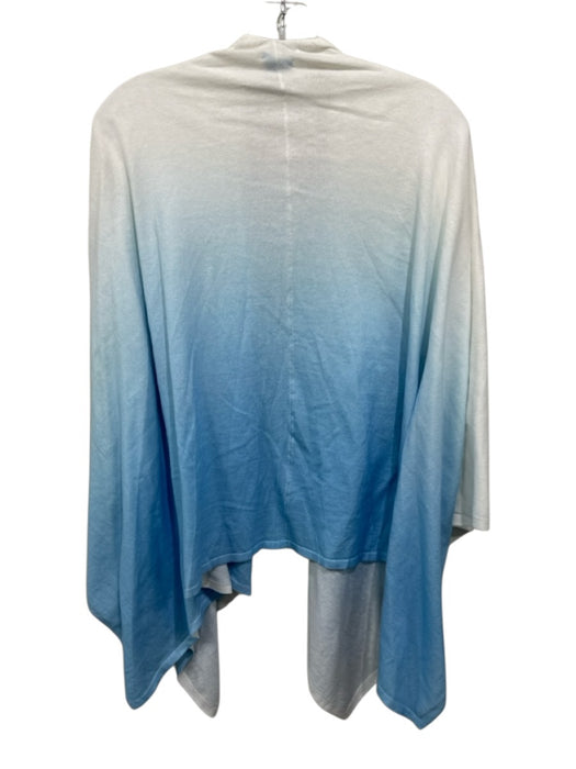 J. McLaughlin Light blue & white Cotton Knit Ombre Cape Wrap scarf Light blue & white / One Size