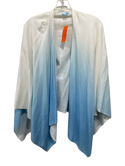 J. McLaughlin Light blue & white Cotton Knit Ombre Cape Wrap scarf Light blue & white / One Size