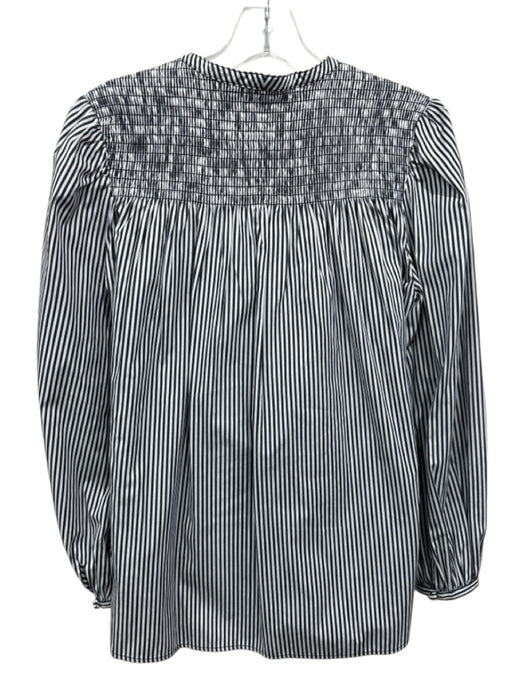 Derek Lam Size 6 Black & White Cotton Long Balloon Sleeve Vertical Stripes Top Black & White / 6
