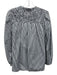 Derek Lam Size 6 Black & White Cotton Long Balloon Sleeve Vertical Stripes Top Black & White / 6