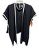 Recreo Size M Black & White Wool Faux Leather Trim Short Sleeve Neck wrap Top Black & White / M