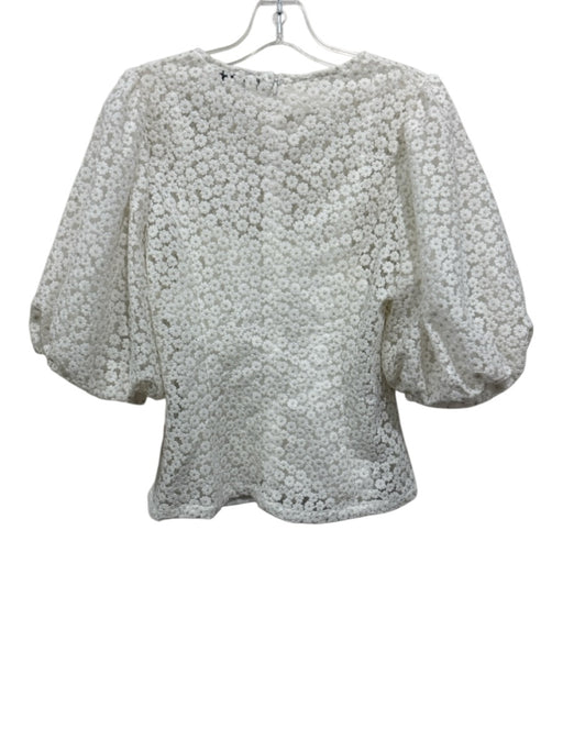 Maac Size M White & Gold No Fabric Tag 1/2 Balloon Sleeve Floral Gold Detail Top White & Gold / M