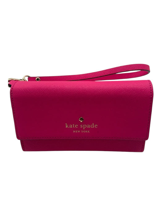 Kate Spade Pink Grain Leather Button closure Wallets Pink