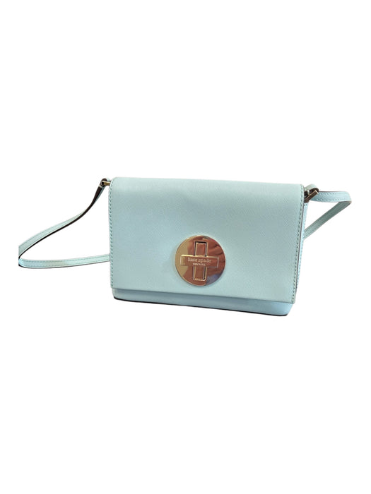 Kate Spade Light Blue Leather Flap Closure Silver Hardware Shoulder Strap Bag Light Blue / XS