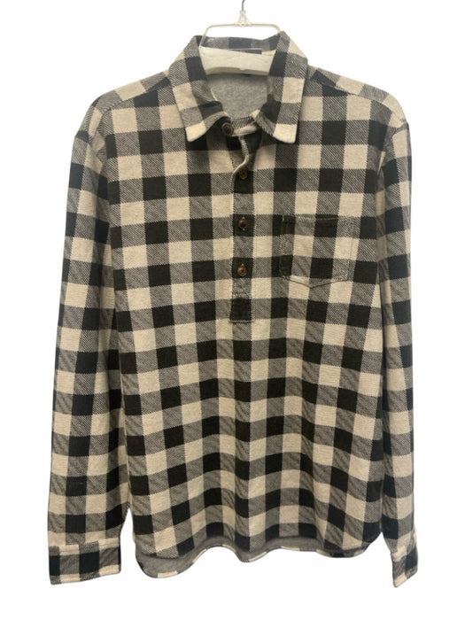 RRL Size S Gray & Beige Cotton Plaid Quarter Button Men's Long Sleeve Shirt Gray & Beige / S