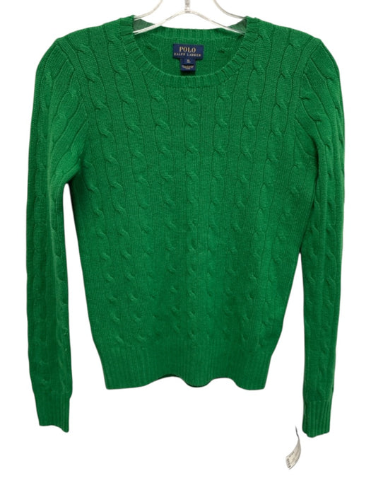 Polo Ralph Lauren Size XL Green Cashmere Crew Neck Cable Knit Sweater Green / XL