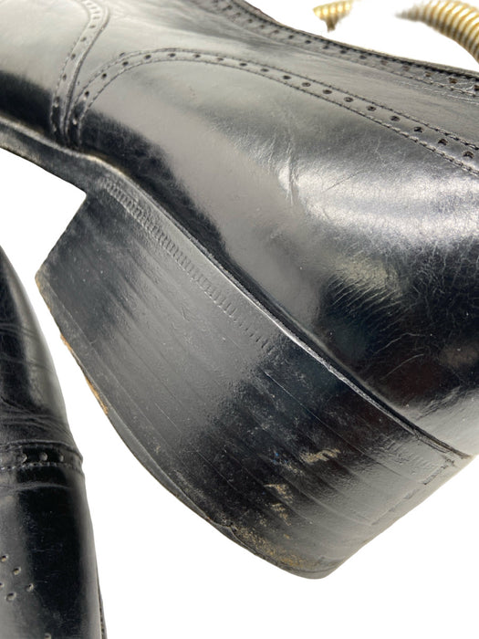 Gucci Shoe Size 44.5 Black Leather Solid Lace Up Brogue Men's Shoes