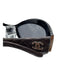 Chanel Black & Brown Leather & Acetate Quilted Silver Hardware Logo Sunglasses Black & Brown