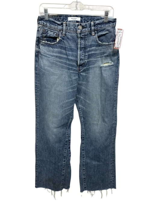 Moussy Vintage Size 27 Light Wash Cotton Faded Wide Leg Raw Hem Distressed Jeans Light Wash / 27