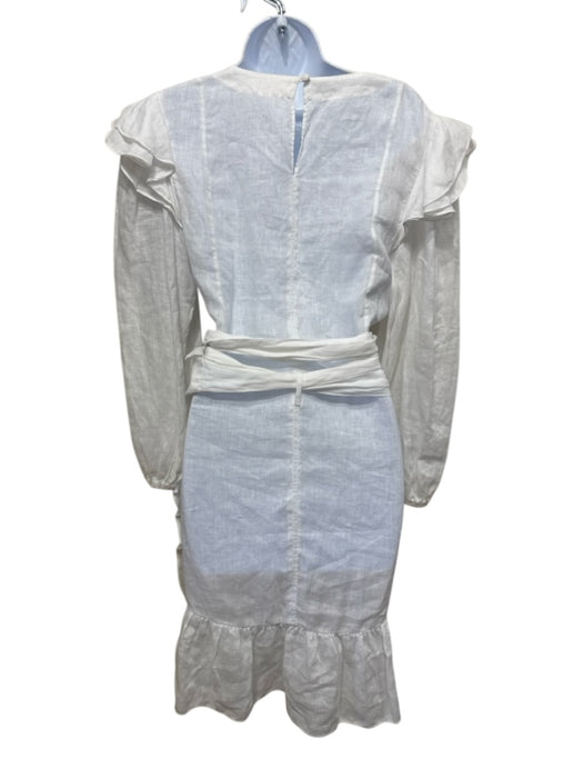 Isabel Marant Etoile Size 40 White Linen Long puff sleeve Knee Length Dress White / 40