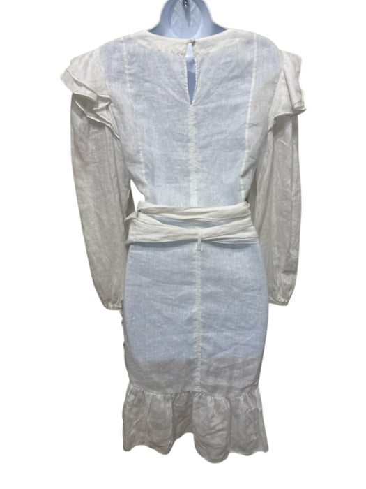 Isabel Marant Etoile Size 40 White Linen Long puff sleeve Knee Length Dress White / 40
