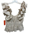 Ulla Johnson Size 4 Beige & White Linen Ruffle Cap Sleeve Stripes Peplum Top Beige & White / 4