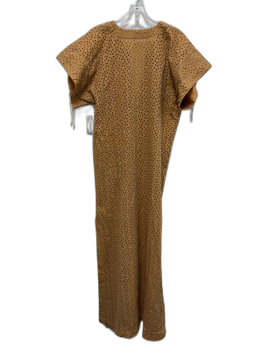 Marysia Size M Tan & White Cotton Short Sleeve Eyelet Lace Detail Tunic Dress Tan & White / M