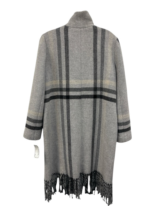 Club Monaco Size S Gray & Black Wool Blend Tartan Fringe Coat Gray & Black / S