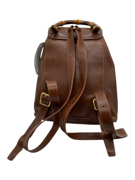 Gucci Brown Leather Mini Bamboo Backpack Bag Brown