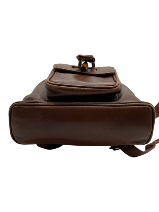 Gucci Brown Leather Mini Bamboo Backpack Bag Brown