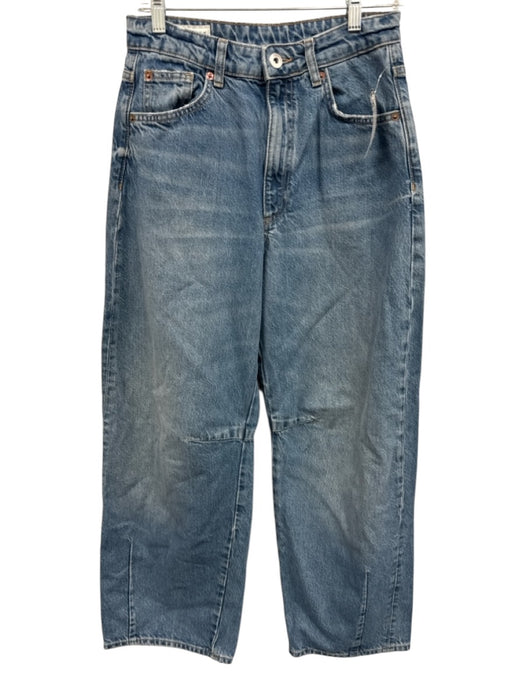 Zara Size 2 Blue Cotton & Lyocell High Rise Barrel Leg Jeans Blue / 2