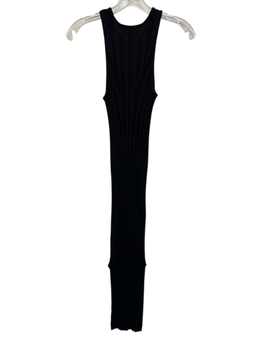 Loulou Studio Size XS Black Silk & Linen Rib Knit Maxi Double Slit Dress Black / XS
