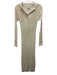 Loulou Studio Size XS Cream Silk & Cotton Ribbed Collared Long Sleeve Maxi Dress Cream / XS
