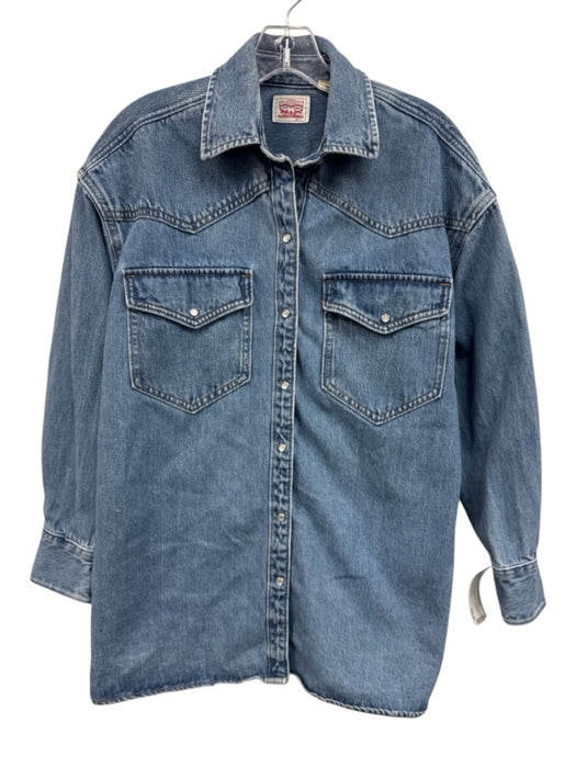 Levi Strauss & Co. Size S Blue Cotton Button Down Oversized Denim Top Blue / S