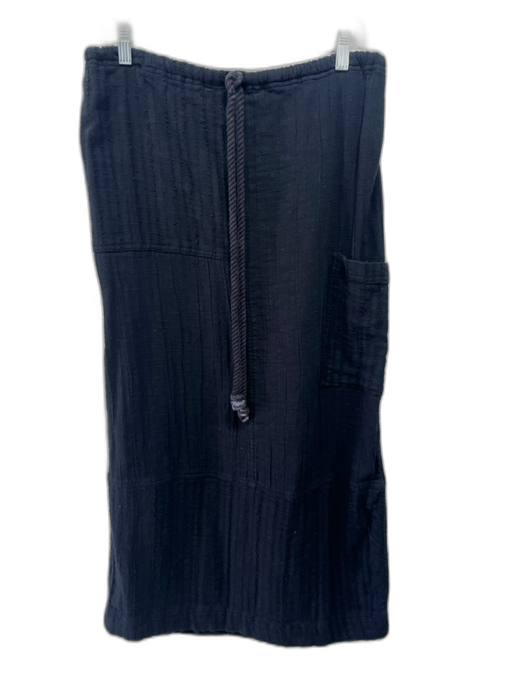 Free People Size M Black Cotton Elastic Drawstring Waist Cargo Midi Skirt Black / M