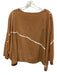 Uzi Size One Size Brown & White Cotton Short Sleeve Asymmetrical Wide Neck Top Brown & White / One Size