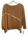 Uzi Size One Size Brown & White Cotton Short Sleeve Asymmetrical Wide Neck Top Brown & White / One Size