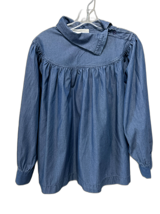 Intentionally Blank Size L Medium Wash Cotton Long puff sleeve Collar Top Medium Wash / L