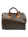 Louis Vuitton Brown Coated Canvas Monogram Leather Trim Zip Top Hand Bag Brown / 30