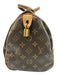 Louis Vuitton Brown Coated Canvas Monogram Leather Trim Zip Top Hand Bag Brown / 30