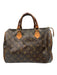 Louis Vuitton Brown Coated Canvas Monogram Leather Trim Zip Top Hand Bag Brown / 30