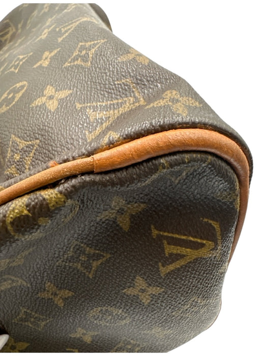 Louis Vuitton Brown Coated Canvas Monogram Leather Trim Zip Top Hand Bag Brown / 30