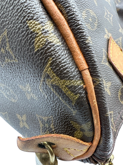 Louis Vuitton Brown Coated Canvas Monogram Leather Trim Zip Top Hand Bag Brown / 30