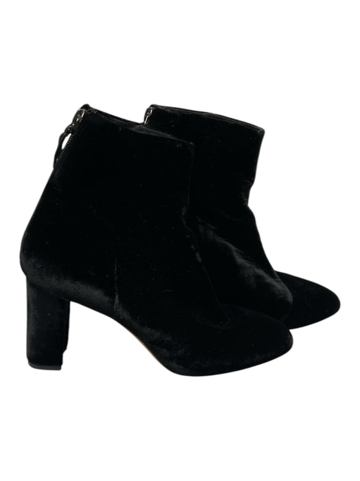 Alexandre Birman Shoe Size 37.5 Black Velvet Block Heel Back Zip Booties Black / 37.5