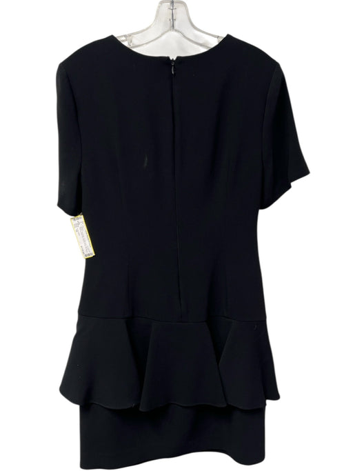 Cinq a Sept Size 10 Black Triacetate Scoop Neck Short Sleeve Back Zip Dress Black / 10