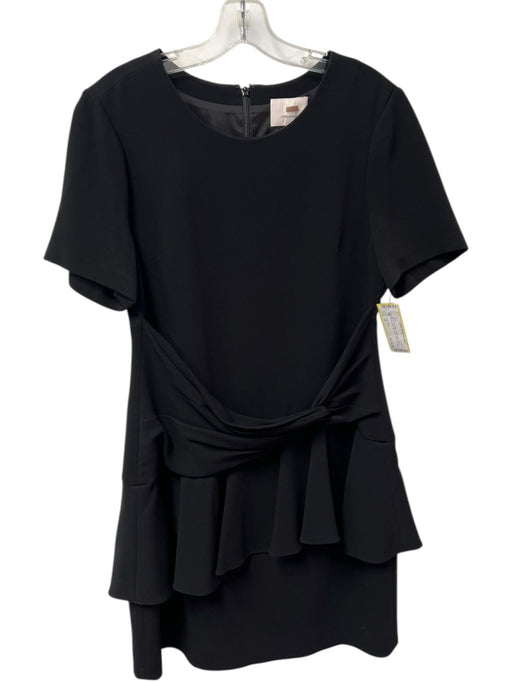 Cinq a Sept Size 10 Black Triacetate Scoop Neck Short Sleeve Back Zip Dress Black / 10