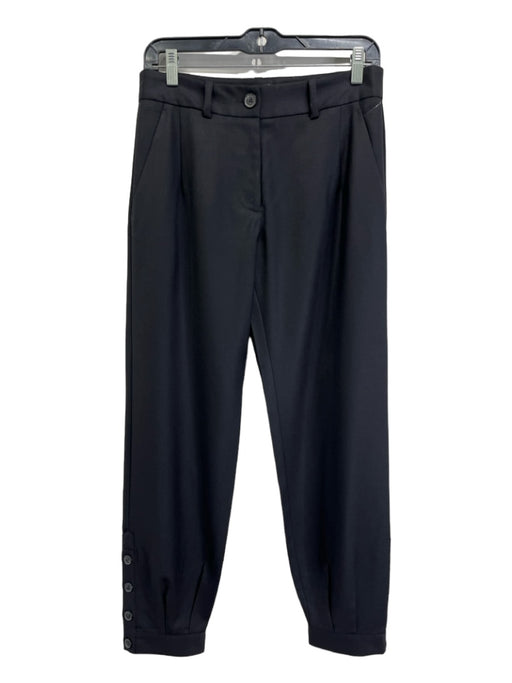 Nili Lotan Size 4 Black Wool Zip Fly Darted Trouser Pants Black / 4
